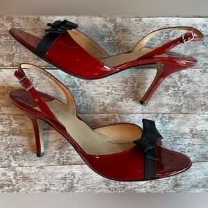 Valentine's Day Sale! Amalfi (Italy) Red Patent Leather Bow Stiletto Heels 9N